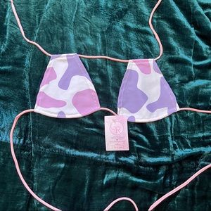 Cow Print Rave Wrap Bra Top